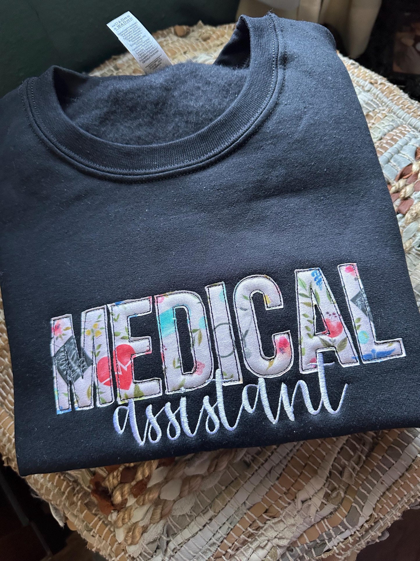Embroidered hospital medical assistant sweatshirt - Appliqué medical assistant sweatshirt - personalized medical assistant - MA Sweatshirt