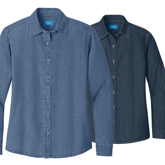 Embroidered Bride Button Down Mother of the Groom Denim long sleeve shirt - Domething Blue denim - Bride gift - Bridal shower gift