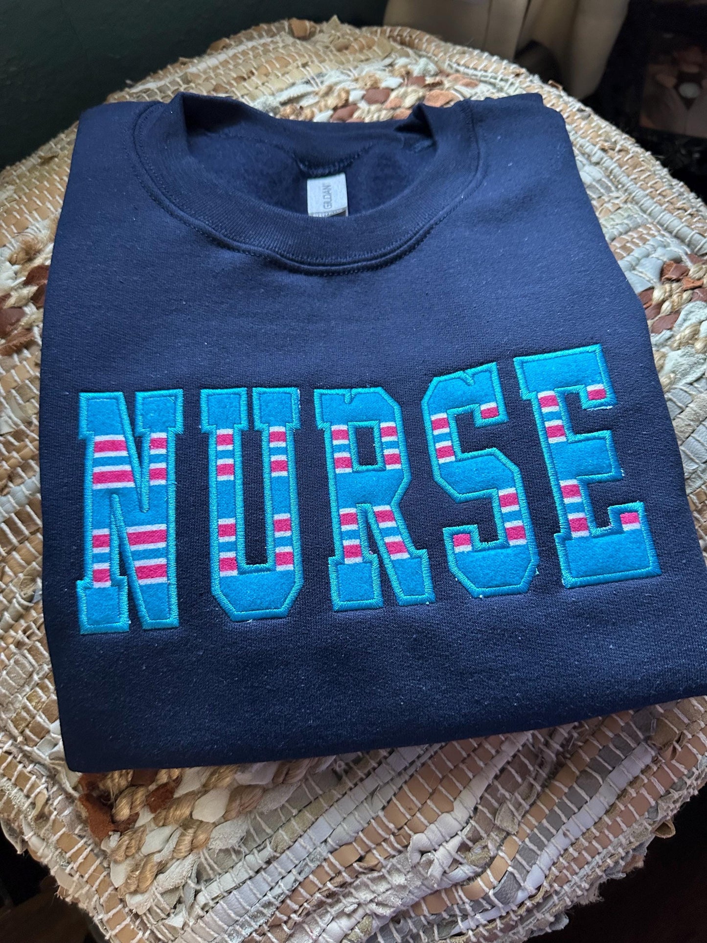 Embroidered hospital blanket nurse sweatshirt - Appliqué nurse sweatshirt - personalize nurse crewneck - personalized nurse gift