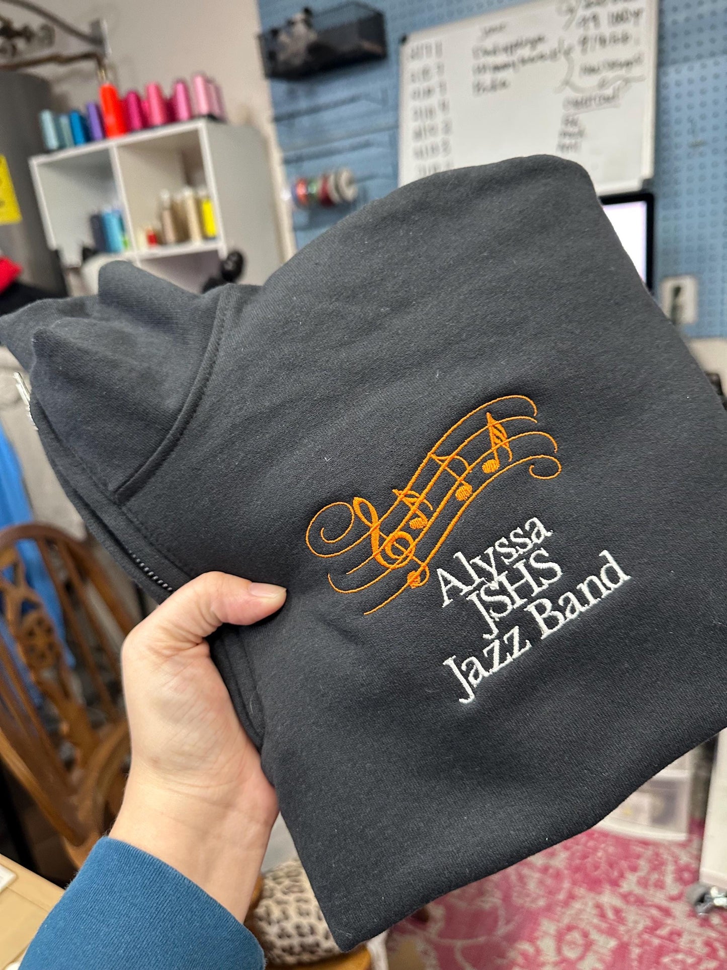 Embroidered Jazz Band Quarter Zip - Marching Band pullover - personalized band pullover - Jazz Band flag Quarter zip -band sweatshirt