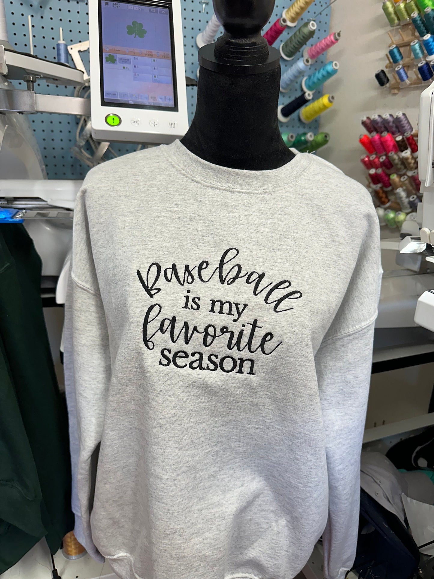 Embroiderd baseball is my favorite season sweatshirt, Baseball Mom Sweatshirt, sports mom sweatshirt, embroidered baseball season sweatshirt