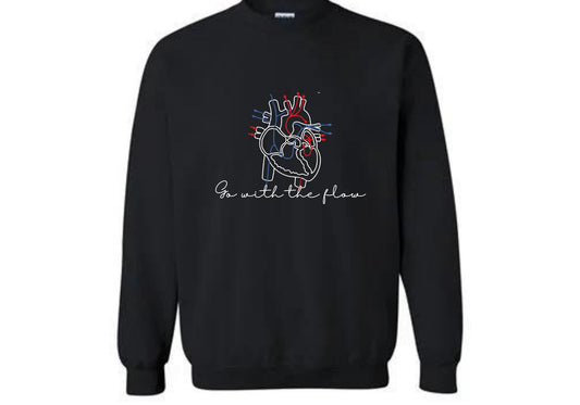 Embroidered CARDIAC nurse sweatshirt - go with the flow sweatshirt - CVICU nurse  - personalized nurse gift - CICU unit - cardiac unit