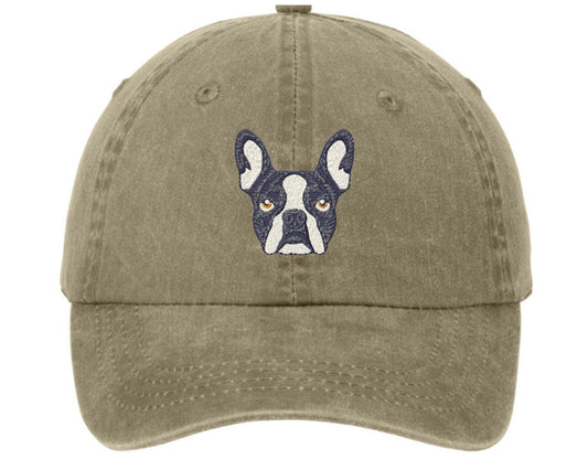 Embroidered French Bulldog Dog hat -Dog baseball cap - pigment dyed baseball cap - embroidered dog mom hat - dog dad - dog gift