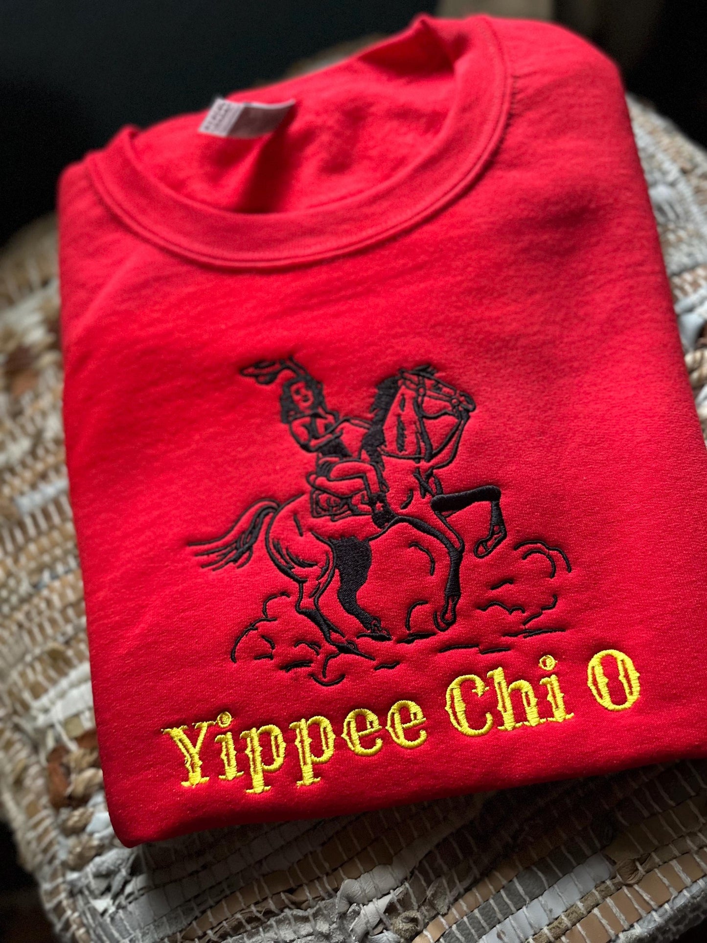 Embroidered Chi O western sweatshirt - Chi Omega wear - Sorority Sweatshirt - Big/Little Gift - Sorority Greek Licensed Merch - Chi O rush