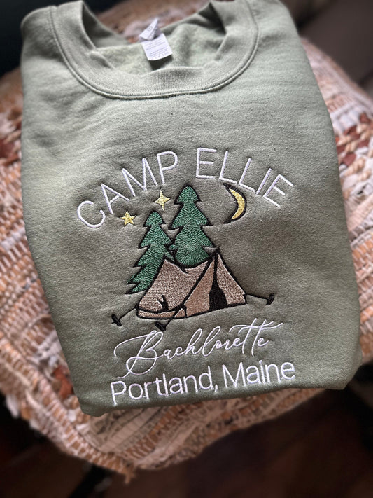 Embroidered Camp Bride sweatshirt - custom Camp Bachlorette sweatshirt - Bride gift - Camping bachlorette - wedding party sweatshirt