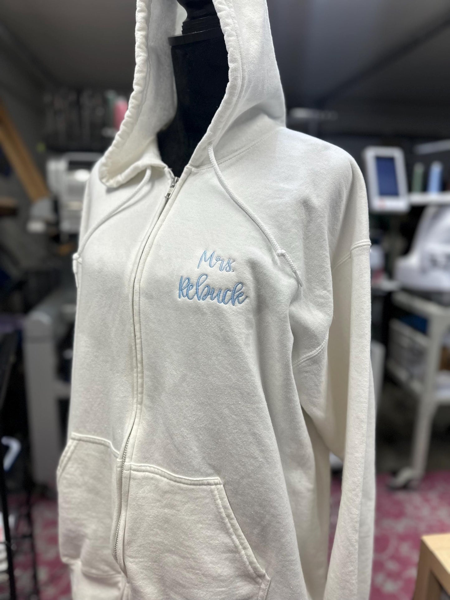 Embroidered Floral Bride Getting Ready Jacket  - Bridal Zipup Jacket - engagement shower gift - honeymoon sweatshirt - Wedding Day Jacket