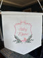 Embroidered Baby Banner with Girl Carriage Nursery Baby Banner - Garriage Welcome Banner - Girl Hospital Door Sign - Vintage Baby Shower