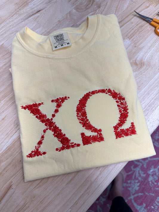 Embroidered Chi O shirt  - Chi Omega wear - Sorority Shirt - Big/Little Gift - Sorority Greek Licensed Merch - Chi O rush