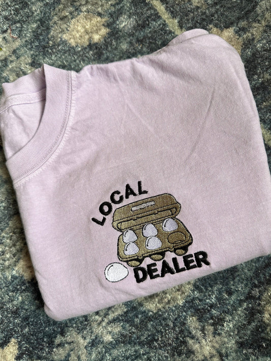 Embroidered Egg Local dealer Short Sleeve Shirt - embroidered chicken shirt  - gift for chicken lovers - chicken mama - chicken egg shirt