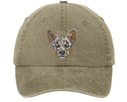 Embroidered blue heeler Dog hat - blue heeler dog cap - pigment dyed baseball cap - embroidered dog mom hat - dog dad - dog gift
