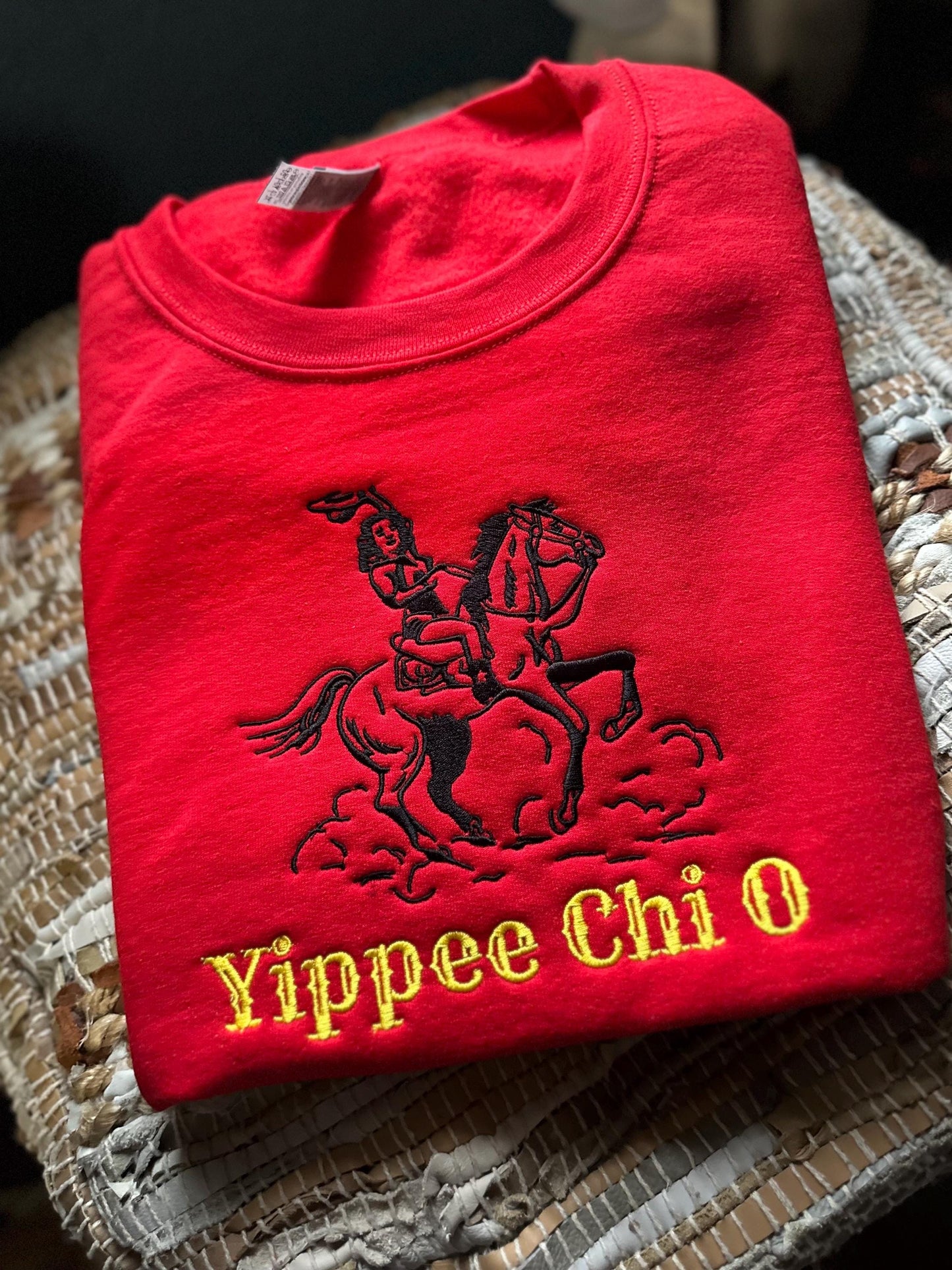 Embroidered Chi O western sweatshirt - Chi Omega wear - Sorority Sweatshirt - Big/Little Gift - Sorority Greek Licensed Merch - Chi O rush