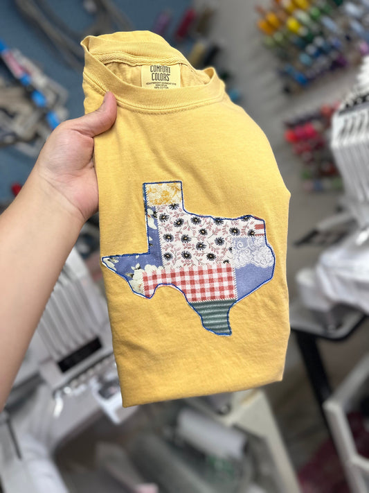 Embroidered Floral Texas applique shirt - quilted state Shirt - all 50 states Embroidered Shirt -  Florida shirt - California - Texas Shirt