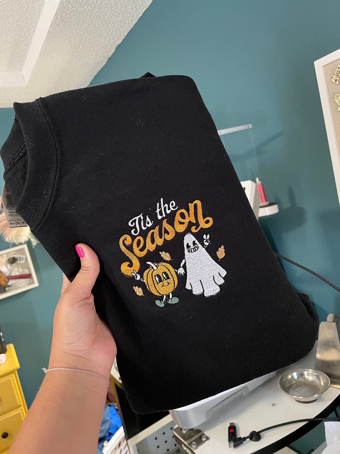 Embroidered halloween Sweatshirt - ghost  Sweatshirt - pumpkin sweatshirt - cute Halloween sweatshirt