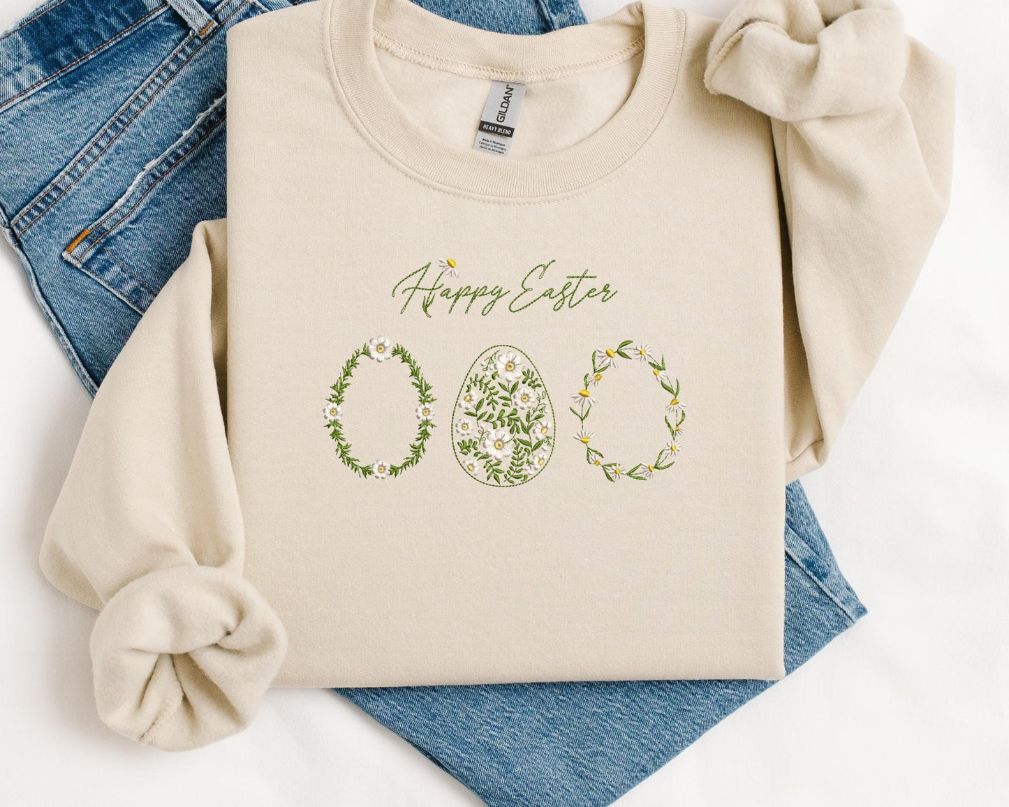 Embroidered Floral Easter Sweatshirt - Embroidered Carrot Sweatshirt - Easter Gift - Easter Wear Sweatshirt - Embroidered Easter Sweatshirt