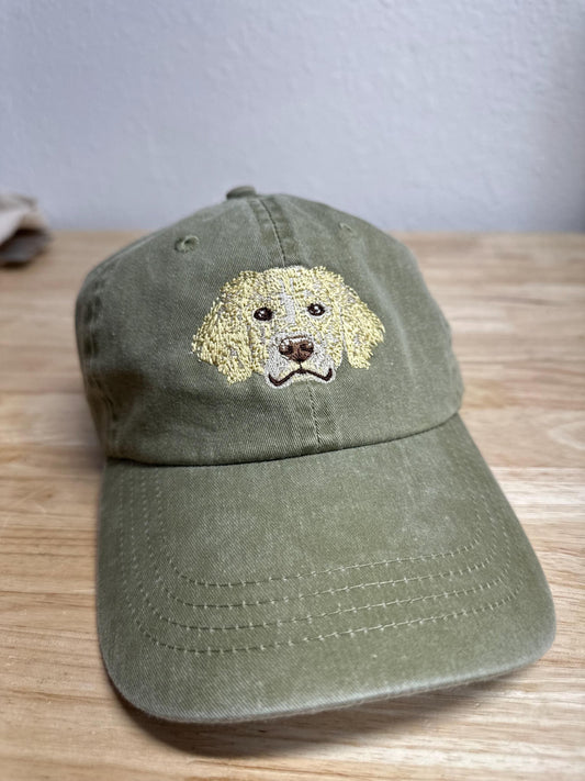 Embroidered Golden Retriever Dog hat - Golden Retriever dog cap - pigment dyed baseball cap - embroidered dog mom hat - dog dad - dog gift