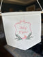 Embroidered Baby Banner with Girl Carriage Nursery Baby Banner - Garriage Welcome Banner - Girl Hospital Door Sign - Vintage Baby Shower
