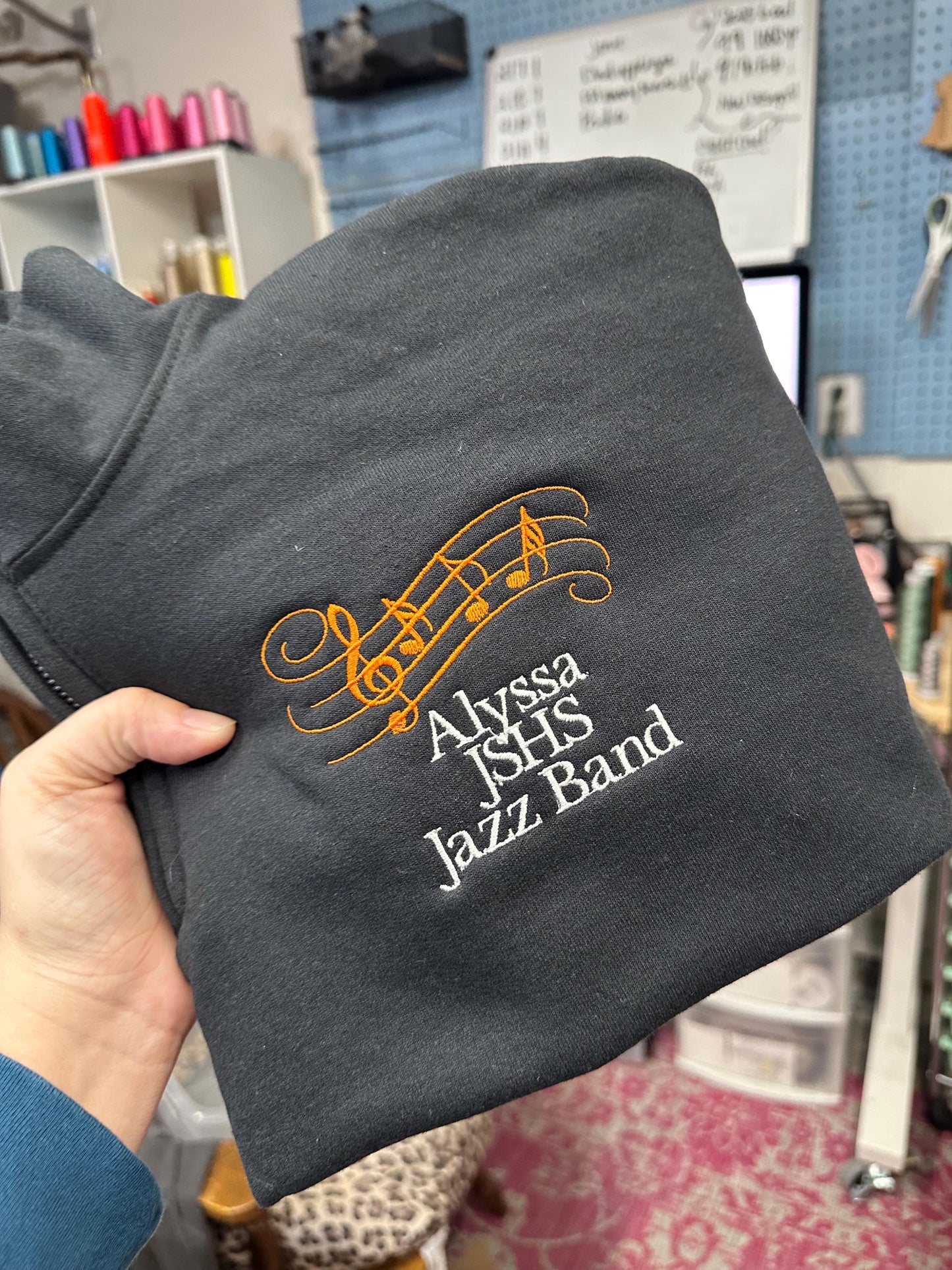 Embroidered Jazz Band Quarter Zip - Marching Band pullover - personalized band pullover - Jazz Band flag Quarter zip -band sweatshirt