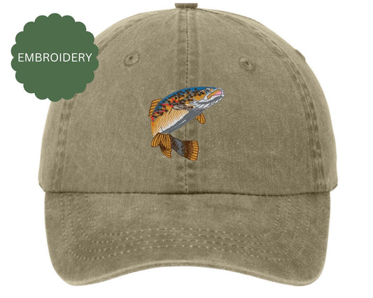 Embroidered Rainbow Trout Hat - Fishing hat - Dad fishing hat - father’s day gift - Grandpa fishing hat - Rainbow Trout fishing hat