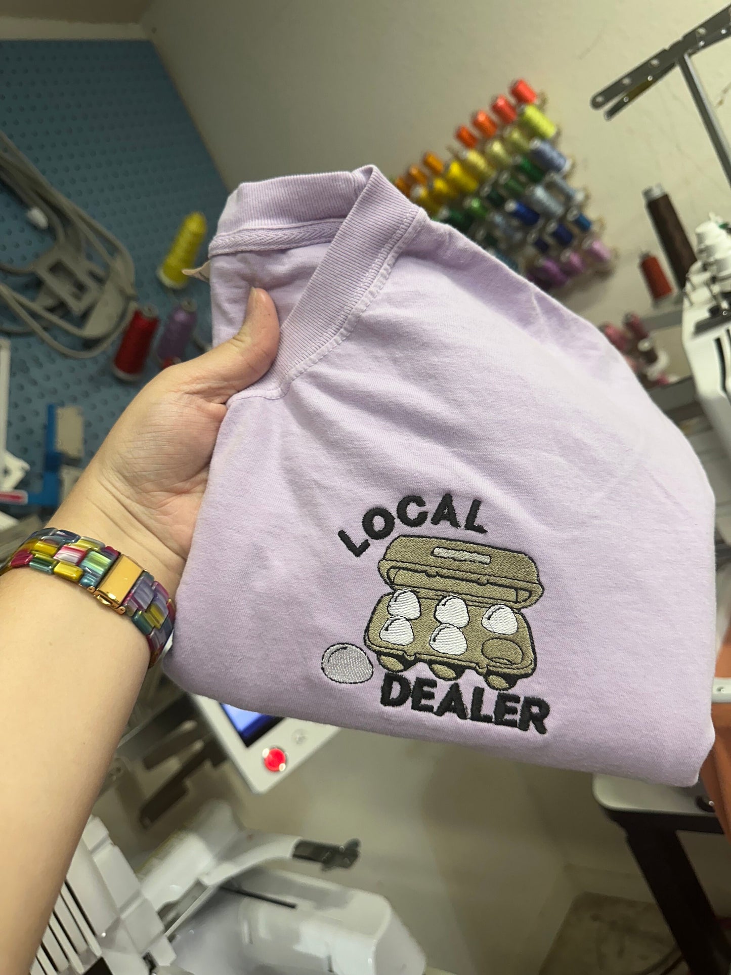 Embroidered Egg Local dealer Short Sleeve Shirt - embroidered chicken shirt  - gift for chicken lovers - chicken mama - chicken egg shirt