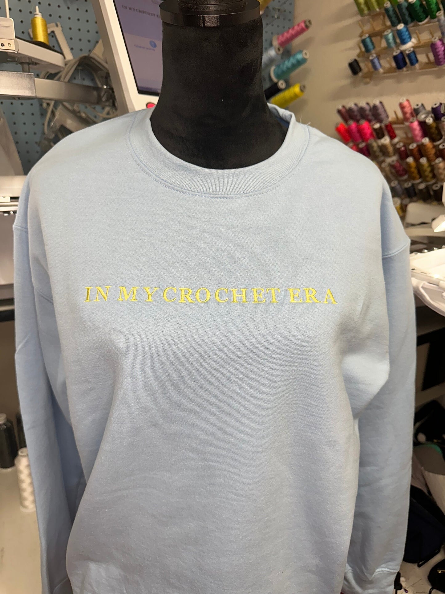 Embroidered in my crochet era sweatshirt - craft sweatshirt - crochet gift - personalize crochet crewneck - personalized embroidery gift