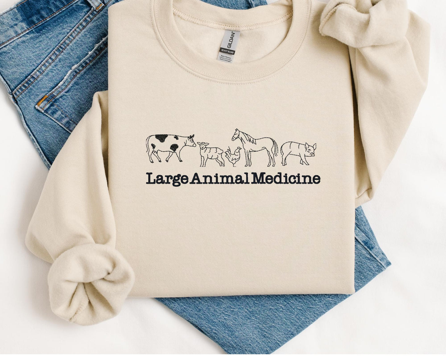 Embroidered Large Animal Pullover - veterinarian medicine Sweatshirt - animal hospital Sweatshirt - Country Vet - Farm Vet Tech