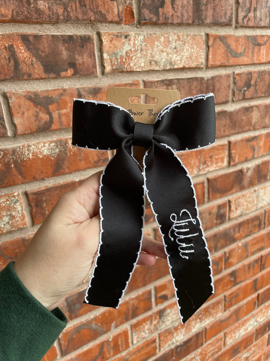 Embroidered Bow with Name - Personalized  Bow - Embroidered Moonstitch Bow