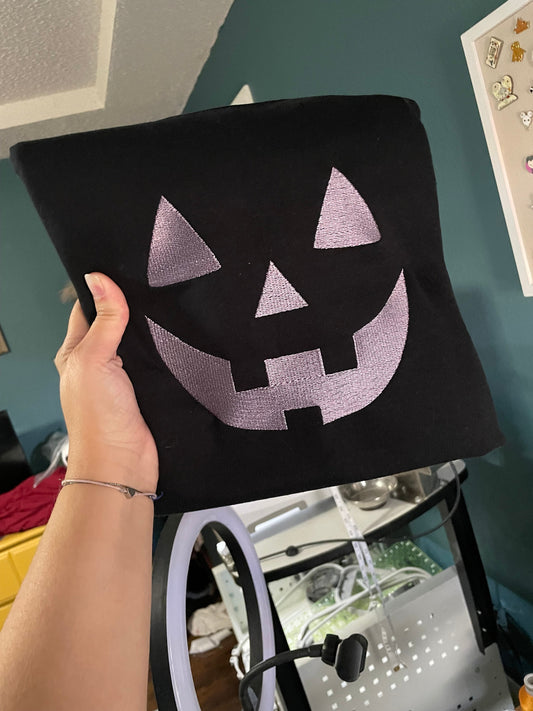 Embroidered halloween Sweatshirt - pumpking face sweatshirt - pumpkin sweatshirt - cute Halloween sweatshirt - pastel pumpkin