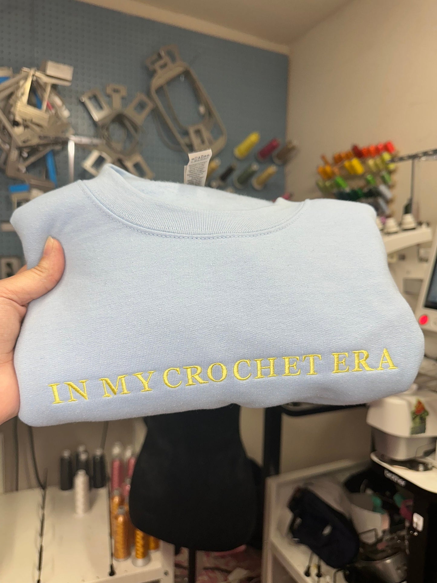 Embroidered in my crochet era sweatshirt - craft sweatshirt - crochet gift - personalize crochet crewneck - personalized embroidery gift