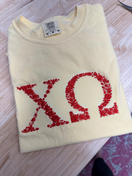 Embroidered Chi O shirt  - Chi Omega wear - Sorority Shirt - Big/Little Gift - Sorority Greek Licensed Merch - Chi O rush