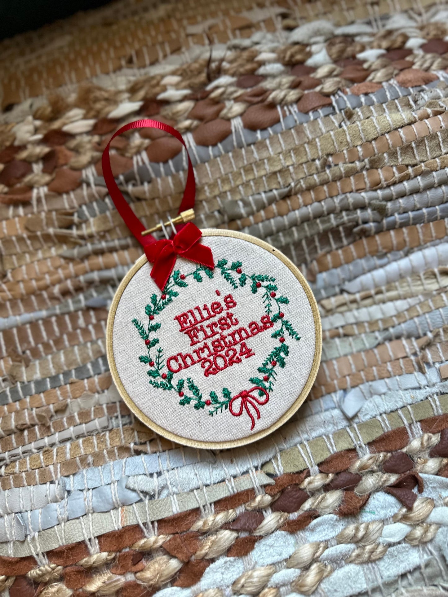 Embroidered Baby’s First Christmas Ornament- Hierloom Ornament - Persinalized Christmas Ornament - Baby’s Christmas Tree Ornament Gift