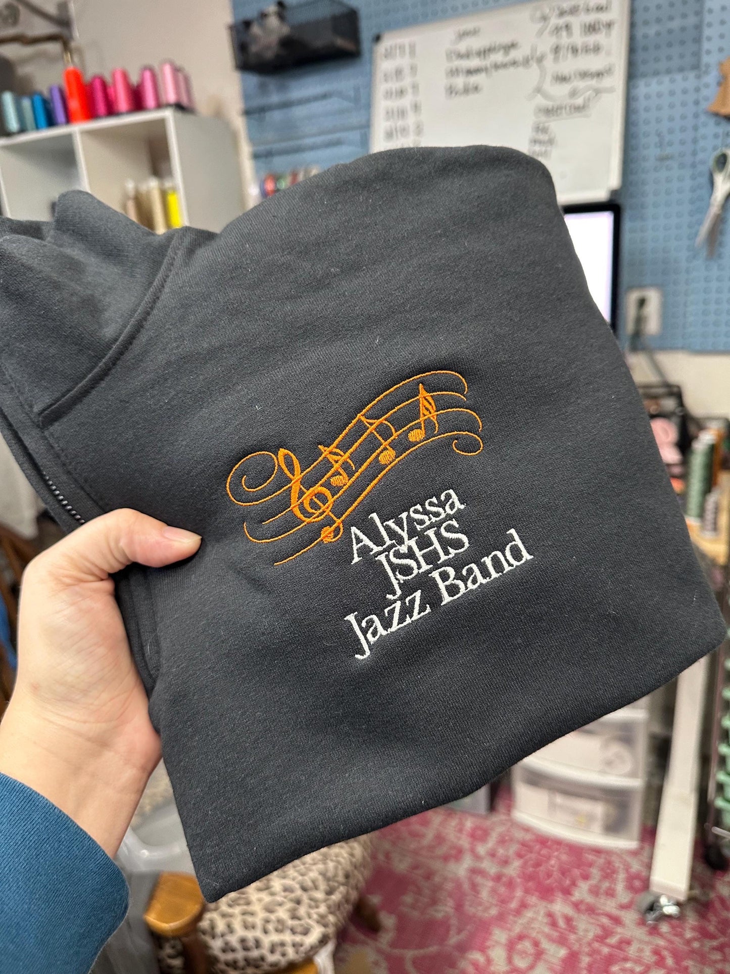 Embroidered Jazz Band Quarter Zip - Marching Band pullover - personalized band pullover - Jazz Band flag Quarter zip -band sweatshirt