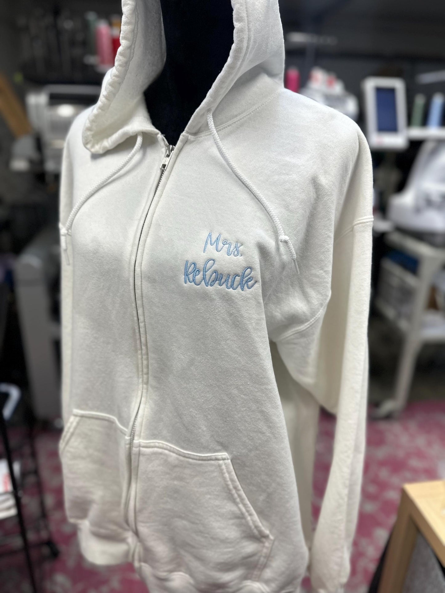 Embroidered Floral Bride Getting Ready Jacket  - Bridal Zipup Jacket - engagement shower gift - honeymoon sweatshirt - Wedding Day Jacket