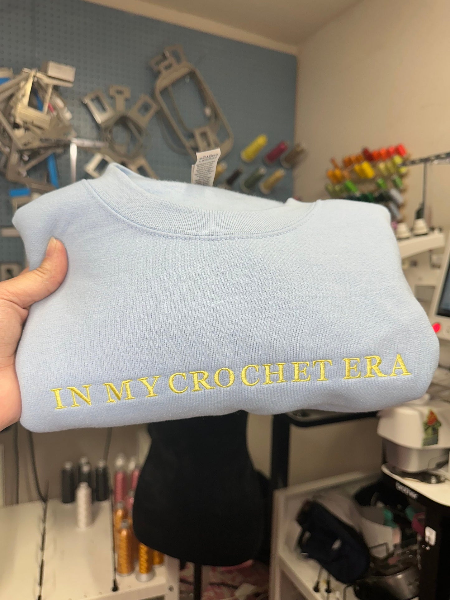 Embroidered in my crochet era sweatshirt - craft sweatshirt - crochet gift - personalize crochet crewneck - personalized embroidery gift
