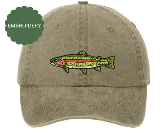 Embroidered Rainbow Trout Hat - Fishing hat - Dad fishing hat - father’s day gift - Grandpa fishing hat - Rainbow Trout fishing hat
