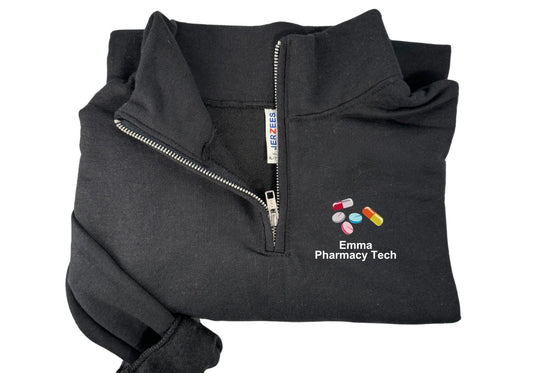 Embroidered pharmacy tech quarter zip jacket - pharm tech jacket - pharmacy nurse jacket -personalized pharmacy gift