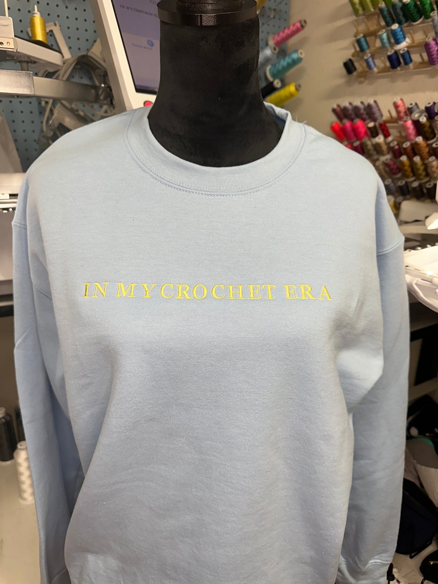 Embroidered in my crochet era sweatshirt - craft sweatshirt - crochet gift - personalize crochet crewneck - personalized embroidery gift