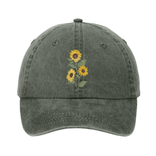 Embroidered sunflower hat - nature cap -  cottage core hat - sunflower hat - summer hat - fall hat