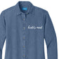 Embroidered Maid of Honor Button Down Denim long sleeve shirt - Domething Blue denim - Bride gift - Bridal shower gift - Bachelorette Party
