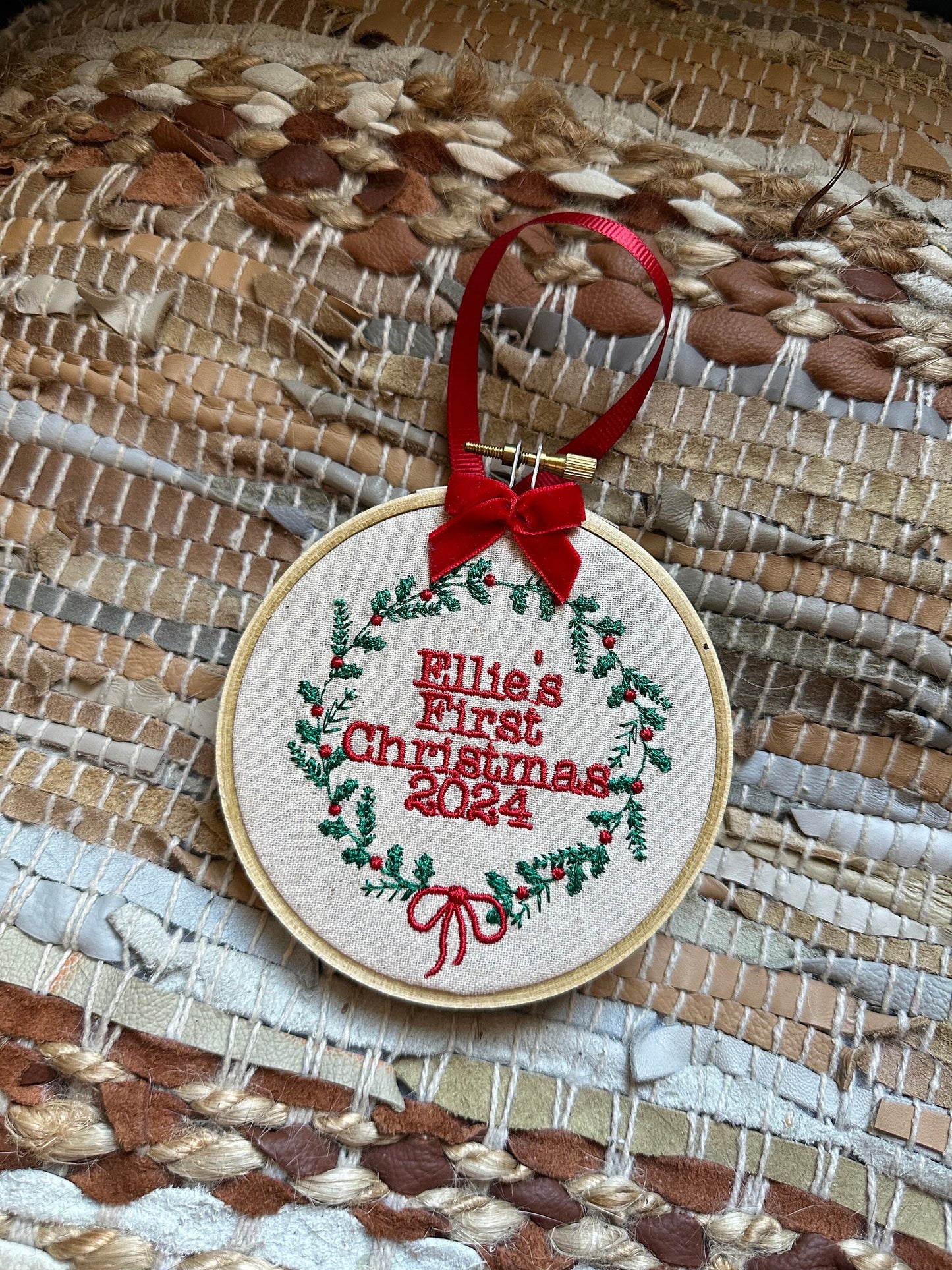 Embroidered Baby’s First Christmas Ornament- Hierloom Ornament - Persinalized Christmas Ornament - Baby’s Christmas Tree Ornament Gift