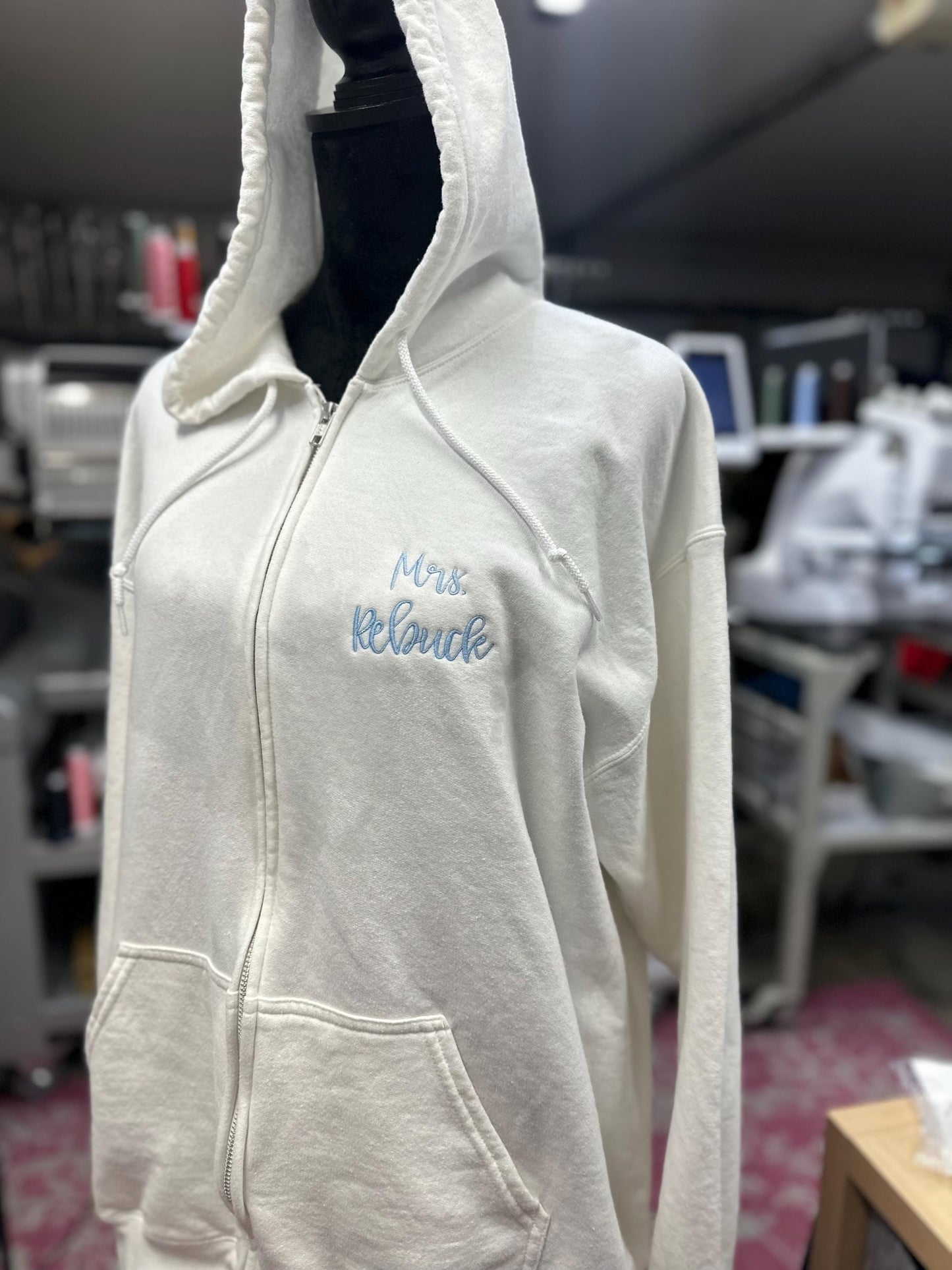 Embroidered Floral Bride Getting Ready Jacket  - Bridal Zipup Jacket - engagement shower gift - honeymoon sweatshirt - Wedding Day Jacket