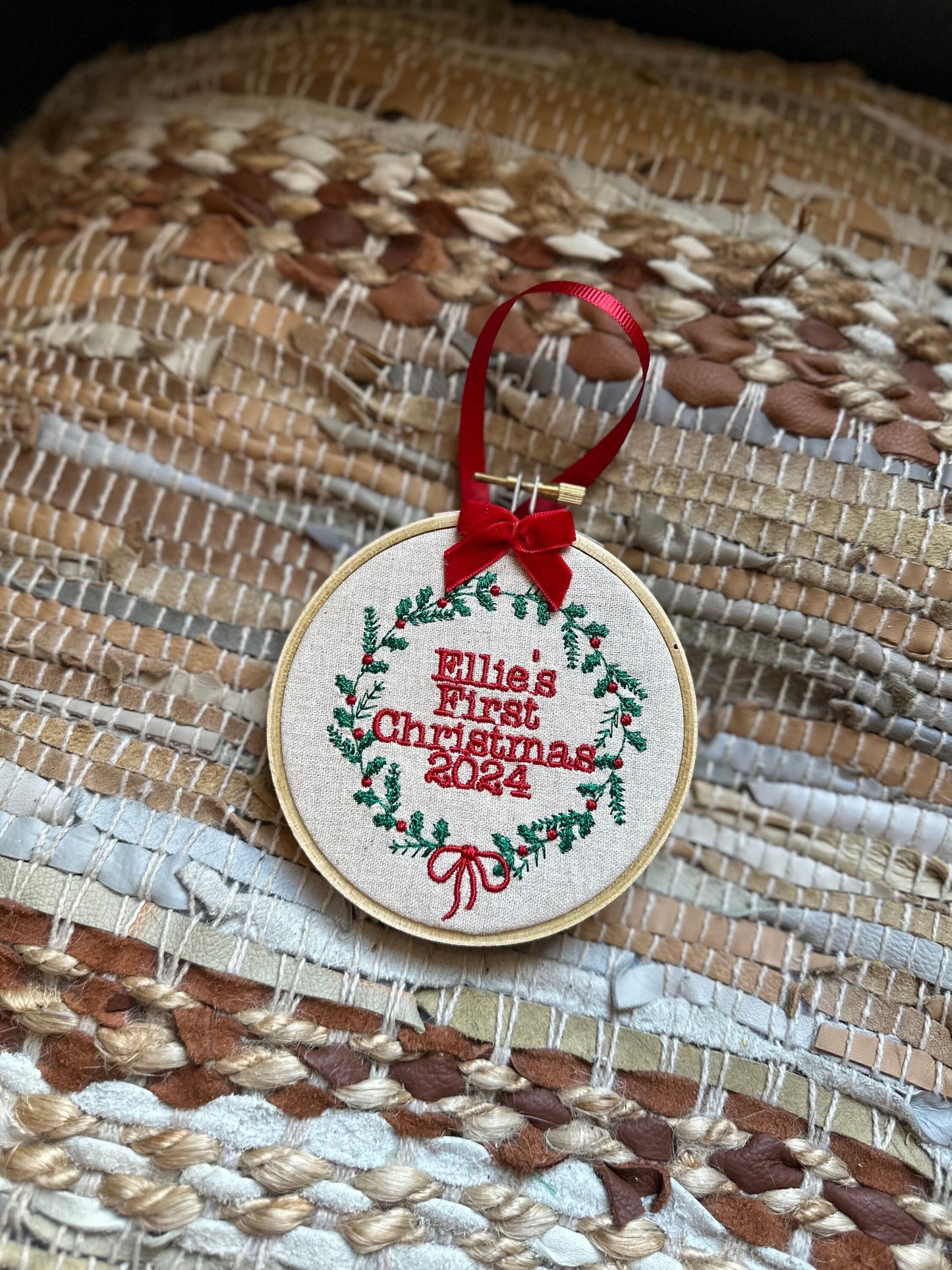 Embroidered Baby’s First Christmas Ornament- Hierloom Ornament - Persinalized Christmas Ornament - Baby’s Christmas Tree Ornament Gift